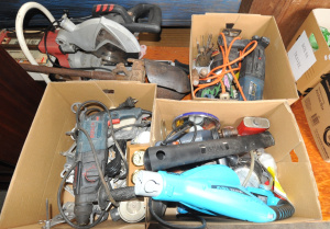 3 x boxes + Tools, Dental Equipment, etc - Ryobi & other Hammer drills, Mitr