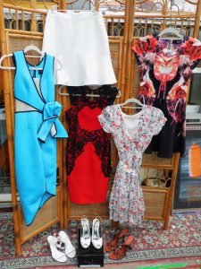 Group lot Ladies Designer clothing & Shoes inc Eliya Aqua Polyester dress (N