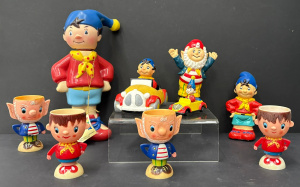 Grp vintage + Noddy toys incl Squeekies, egg cups, cars, Ertl etc