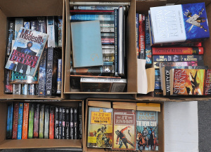 Large lot of 5 boxes of books inc NZ reference inc Roaming Round New Zealand by