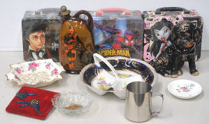 Mixed Group lot inc Royal Doulton Kingsware Dewars Whisky Flask with Stopper (af