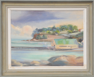 Roderick Jerard (1920 - ) Framed Oil Painting - Keefers Boatshed, Beaumaris - si