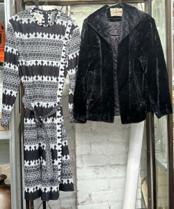 Lot 11 - 2 x garments - 1950s Sherwood Garment black faux fur Jacket & 1960