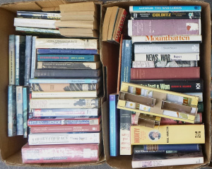 Lot 20 - 2 x Boxes of Vintage Military books incl Novels, Historical, Biographie