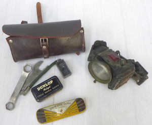 Lot 40 - Vintage H Miller & Co Bicycle Oil Lamp Headlamp - all Original w Bu