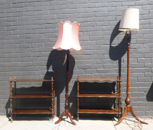 Lot 43 - 4 pces Occasional furniture inc Pair three tier open shelves 71cm H &a