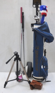 Lot 46 - Group of golf clubs (Wilson, Pro Spec, Cougar, PGF), Brosnan bag and bu
