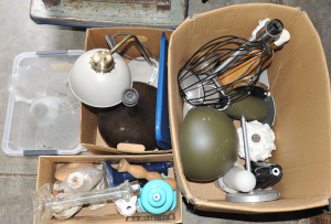 Lot 56 - Large lot of 3 boxes of lamps, shades, parts etc