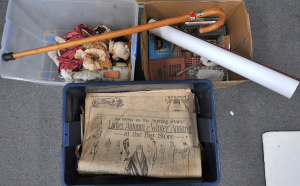 Lot 72 - Lage mixed lot - 3 boxes inc group of Burmese marionettes, large quanti