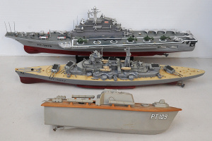 Lot 82 - 3 x Scale Model Navy ships - 2 x modern RC Destroyer & Aircraft Car