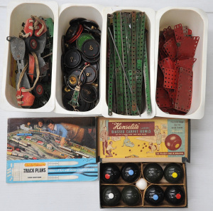 Lot 83 - Mixed Group vintage toys inc Meccano Tracks & Accessories, Track Pl