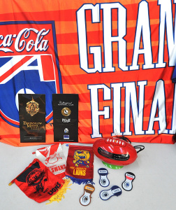 Lot 90 - Lot of AFL Items & Ephemera incl Large Coca-Cola Grand Final Flag,