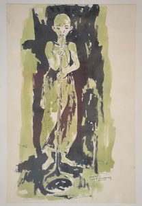 Lot 107 - Artist Unknown Framed Modernist Indian Ink & Wash - The Glass Blow