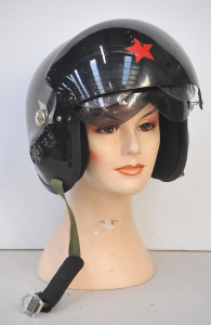 Lot 113 - Modern replica of a Russian Mig Pilots Helmet - black w 2 differing fo