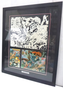 Lot 126 - Framed original Captain America double page Splash Panel ink on paper