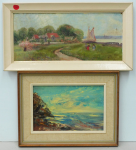 Lot 128 - 2 x Framed Oil Paintings - Small 1970s Amy Bailey 'Coastal Scene' Oil