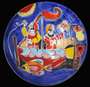 Lot 175 - Vintage Italian La Musa Pottery Bowl - Nautical - Fishing - mark to b