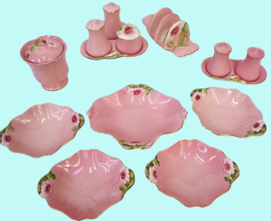 Lot 179 - Group lot vintage Royal Winton Pink Petunia pattern inc 4 pce Cruet se