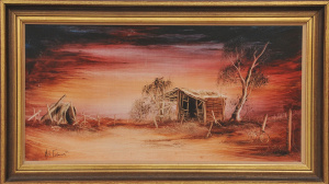 Mal Gilmour (1943 - ) Framed Oil Painting - Pink Sky at Night - signed & dat
