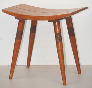 Mid Century Modern Australian Silky Oak Stool in the syle of Rojo - Concave seat