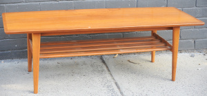 Lot 007 - MCM Teak unbranded Noblett Coffee Table - slatted magazine rack under