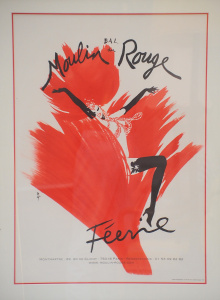 Lot 010 - Large framed Reprinted Colour Lithograph - Moulin Rouge 'Feerie' Revue