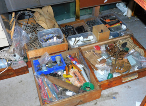 Lot 023 - Large Group vintage Hardware items inc Brackets, Furniture leg protect