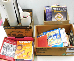 Lot 065 - Large lot of 4 boxes of modern and vintage ephemera inc posters inc Qu