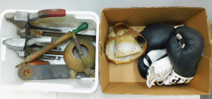 Lot 077 - Mixed lot of 2 boxes inc 2 x industrial carton staplers, Miller's Lamp