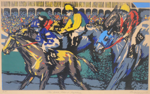 Lot 106 - Mandy Lithgow (Active c1980s) Large framed Modernist Colour Screenprin