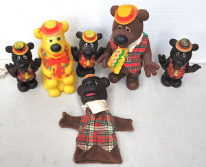 Lot 117 - 6 x Vintage Humphrey B Bear Rubber Toys incl 3 x Squeaky Toys, Hand P