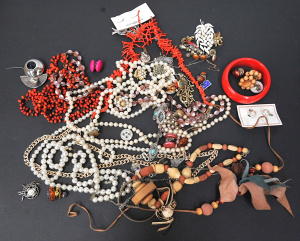 Lot 119 - Box Lot of Vintage Costume Jewellery inc, coral, seed and other neckla
