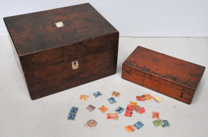 Lot 122 - Group lot of Vintage Items inc, Victorian wooden veneered writing box