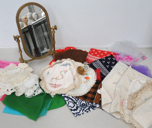 Lot 141 - Group Lot of Ladies Vintage Items inc, scarves, doilies, Kiss Proof br