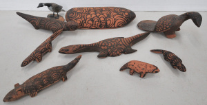 Lot 157 - Lot of Vintage Aboriginal Poker work Figures & Others incl Turtle,