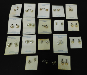 Lot 166 - Grp 1960s Richelieu New York Silver earrings -17 x prs carded, 2 x pr