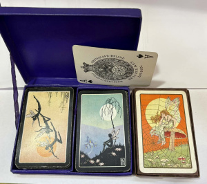 Lot 167 - 3 x boxed packs Art Deco playing cards featuring Fairy's incl De La Ru