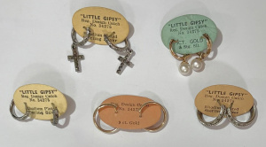 Lot 174 - 5 x pr carded 1960s Little Gipsy earrings incl 9ct small hoops & 4