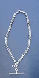 Lot 175 - Vintage English Sterling Silver Fob Chain - 1910 Chester Hallmarks sig