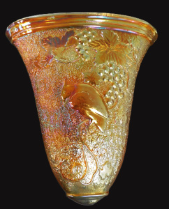 Lot 206 - Vintage Dugan Carnival Glass - Dugan Diamond colour with Bird & Gr