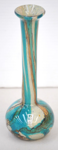 Lot 213 - c2003 Mdina Art Glass Vase - Bulbous base with long neck - Aqua &