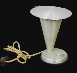 Lot 220 - Retro Silver Anodised TV Lamp with Flip lip & pierced TV border to