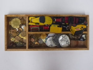 Lot of Vintage Diecast Toys, Badges & Assorted Items incl Dinky Diecast Cars
