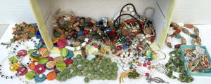 Lot 31 - Box lot costume jewellery - necklaces, earrings, brooches, crystal, gem