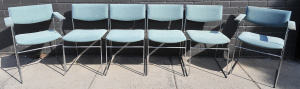 Lot 53 - Set of 6 x 1980s Tokmako Chairs with Blue Upholstery & Chrome Tubul