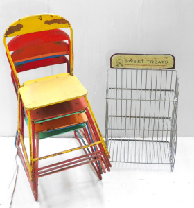 Lot 56 - Set of 6 mid-century stackable coloured children's chairs (53cm H) and