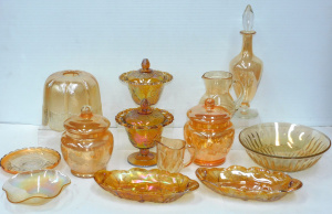 Lot 72 - Large group Vintage Marigold & Peach Carnival & glass - mostly