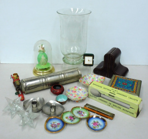 Lot 74 - Mixed lot inc vintage cylinder bed warmer, boxed Unisound Condenser Wir