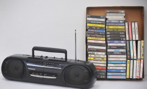 Lot 81 - Panasonic RX-FT530 Cassette Radio Boombox & Lot of Vintage Cassette
