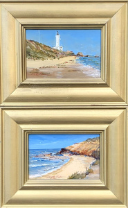 Lot 83 - Derek Kent (Active c2000s) Pair small Framed Oil Paintings - Point Lons